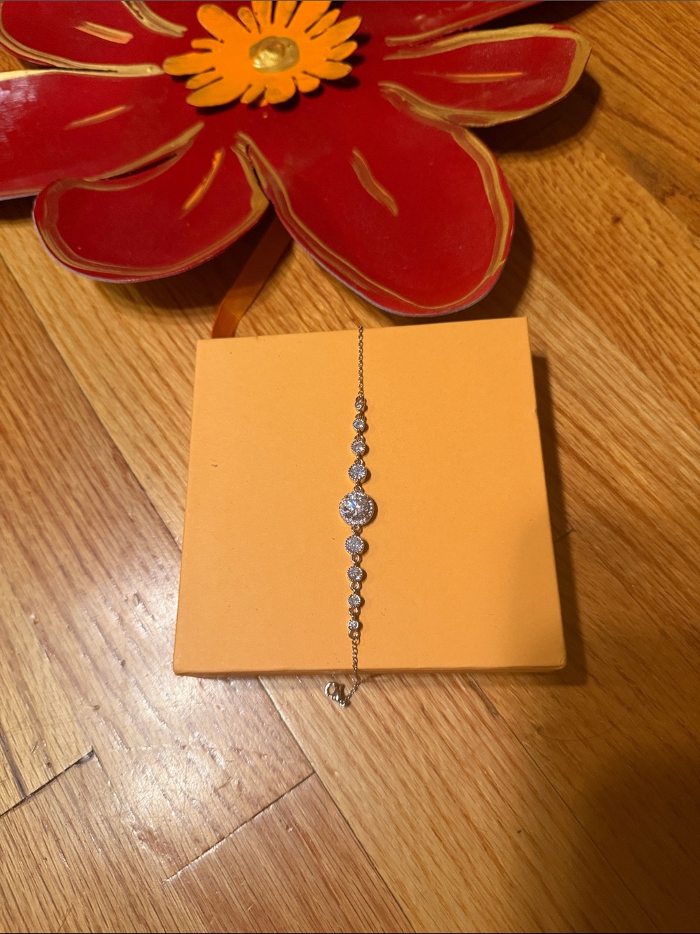 Delicate Silver Crystal Station Bracelet - Silver
